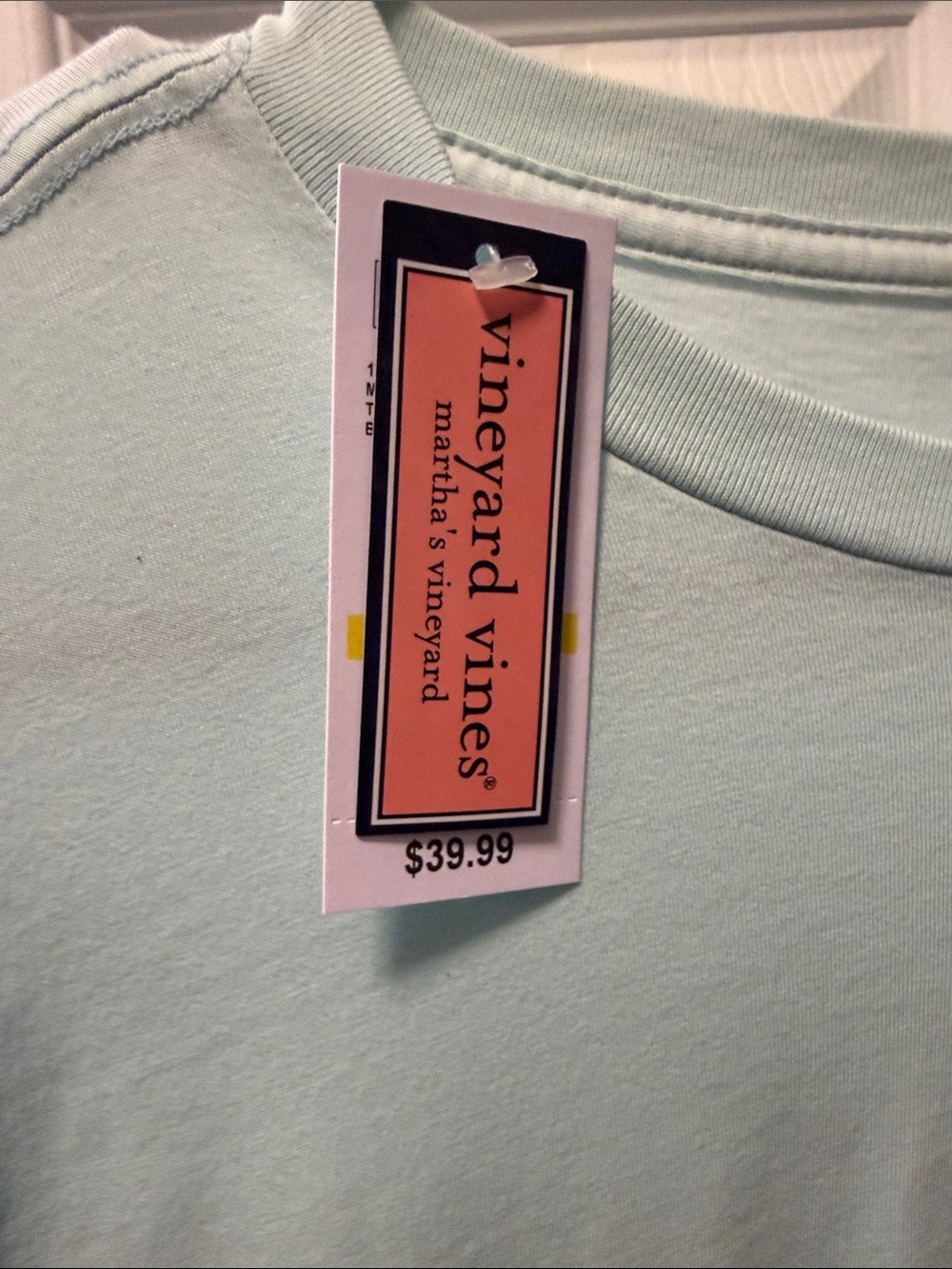 Vineyard Vines Seafoam Long Sleeve Tee with Pink Logo - Picture 5 of 5
